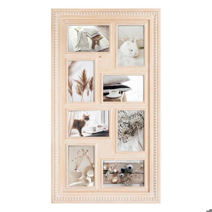 Cadre Photo Pêle-mêle Atmosphera Bois Clair - 12 Photos 10x15cm - Déco Murale Design