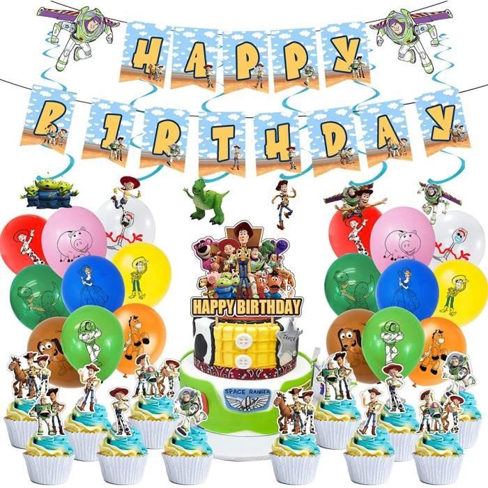 Toy Story Decoration De Fete D Anniversaire Ensemble De Drapeaux Joyeux Anniversaire Avec Ballons Banniere Cartes De Gateau S 966 Cdiscount Maison