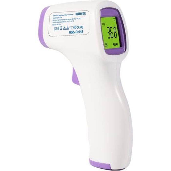 Thermomètre Frontal Ecran LCD Thermomètre Professionnel Infrarouge Numérique Multifonction Sans Contact pour Bébé Enfants