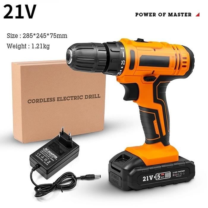 Perceuse Visseuse Sans Fil 21V Sundpey - 2 Batteries 2.0Ah, 45Nm, LED Et Niveau à Bulle