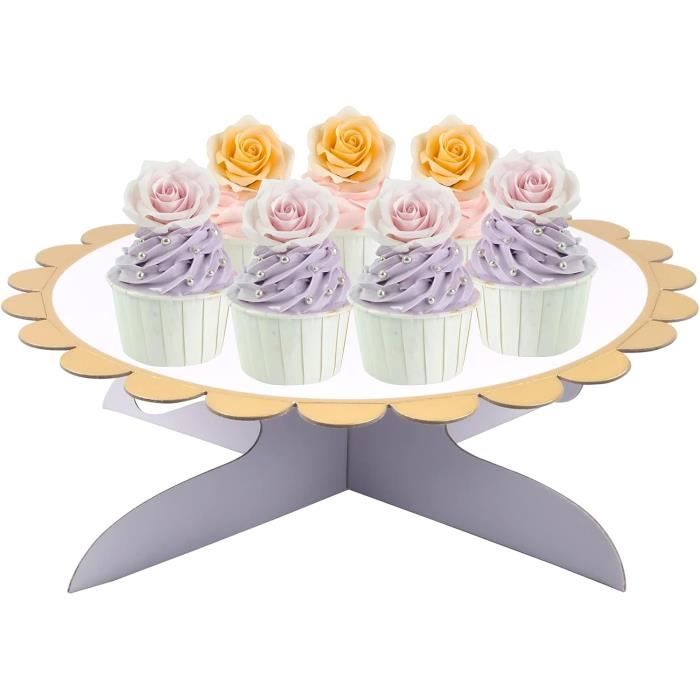 Support Présentoir Cupcakes 2 Pièces 3 étages - Carton épais 35cm De Haut, Diamètres 16/23/30cm, Jusqu'à 30 Cupcakes