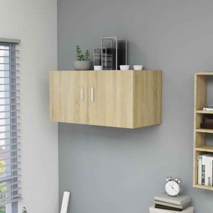 Armoire Murale Chene Sonoma 80x39x40 Cm Agglomere Rui Achat Vente Armoire De Chambre Armoire Murale Chene Sonoma Cdiscount