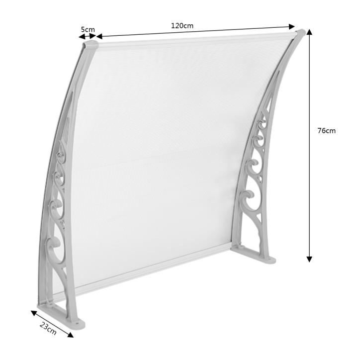 Auvent de porte marquise d'accueil 80X120 CM polycarbonate