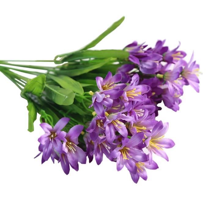Beau Bouquet De Fleurs Artificielles Bouquet Dorchidée Décoration Artificielle 2 Bouquets Violet