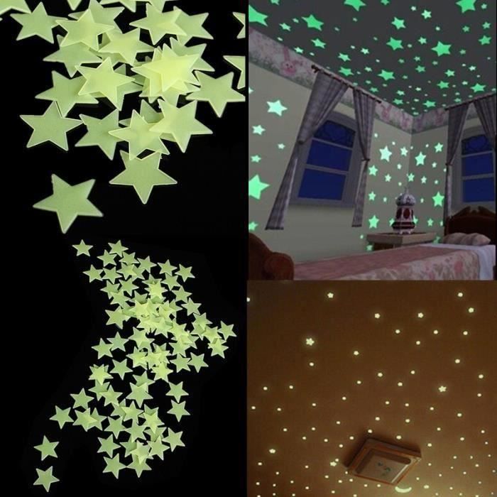 100pcs À faire soi-même Mur/Plafond Star Stickers fluorescent brillent dans le noir VENDEUR BRITANNIQUE