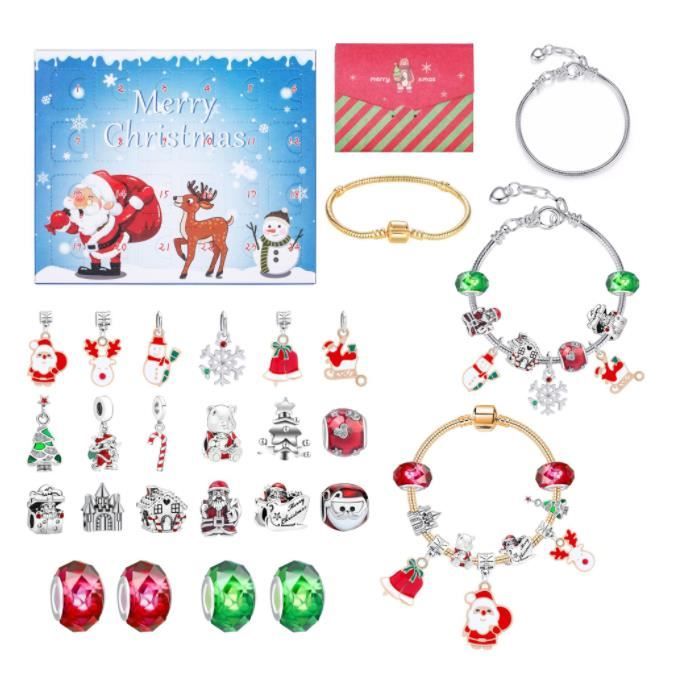 Bracelet Calendrier De L'Avent 2024 - 24 Pendentifs + 2 Bracelets, Pour Compte à Rebours De Noël, Bijoux Fille - 13