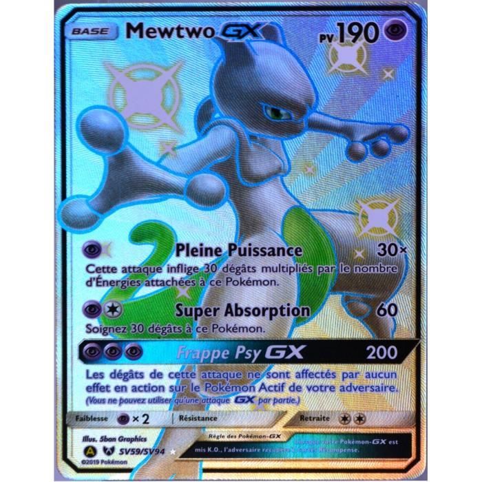 Carte Pokémon SV59-68 Mewtwo GX 190 PV - SHINY SL11.5 - Soleil et