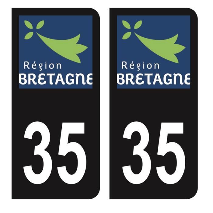 Autocollant Plaque 35 Bretagne - Stickers Département Ille-et-Vilaine