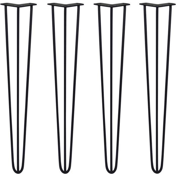 Pieds de Table en Épingle à Cheveux 71cm 3 Tiges en Acier Noir - SKISKI LEGS