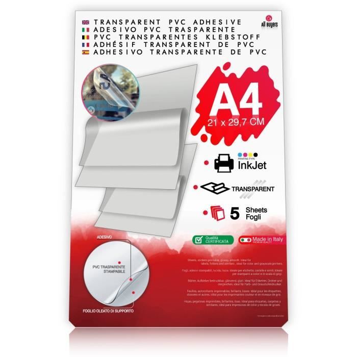 Feuille PVC transparente rouge Format A4 