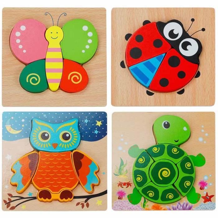 Puzzle Bois Animal Coccinelle Educatifs Jouet Cadeau Bebe Enfant Lire Ecrire Jigsaw Puzzles