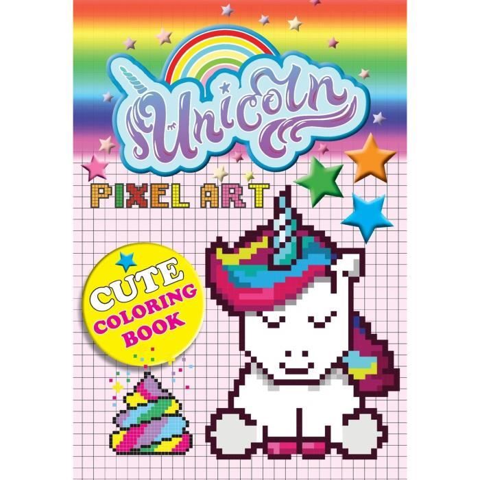 5 pixel art licorne coloriage de licornes par numeros pour les enfants a 10 ans livre en anglais cdiscount jeux jouets chat et chien