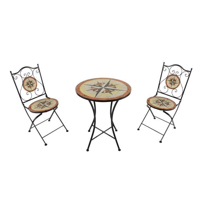 axi amélie table et chaise bistrot, 2 chaises 1 table,  ensemble bistro extérieur rose des vents multi couleur - salon de jardin