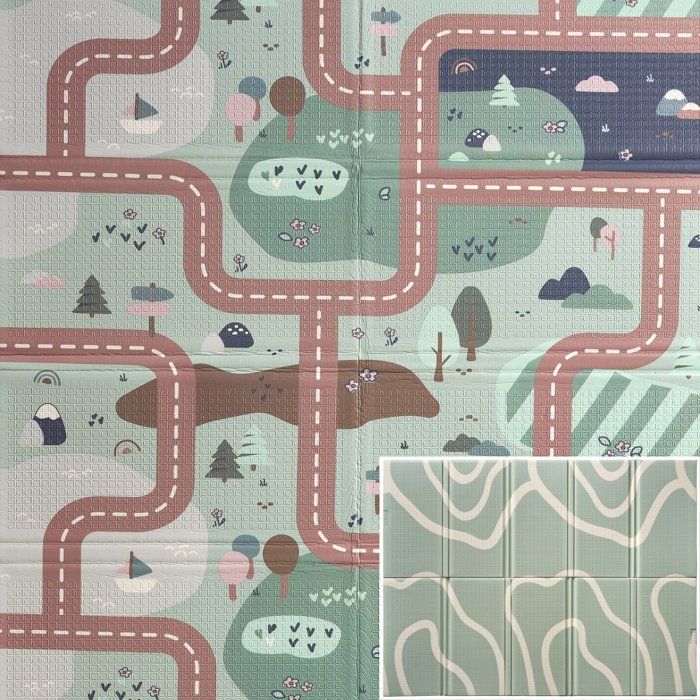 Tapis D'éveil Réversible 2 Faces 200x150 Cm BÉABA, Tapis De Motricité XXL 200x150 Cm, Tapis D'Eveil Réversible 2 Faces, Mousse Haute Densité 1,5 Cm, Imperméable, Facile à Nettoyer, Pliable Avec Sac De