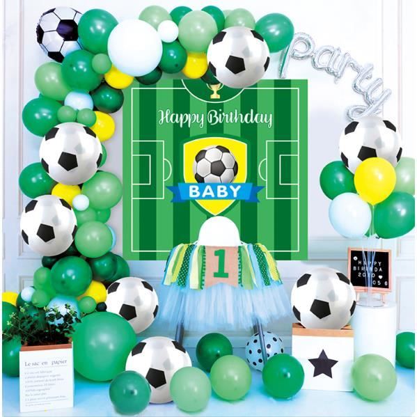 Ballon D Anniversaire Football En Film D Aluminium En Latex Ensemble De Ballons Avec Chaines Decoration De Fete Pour Enfants Garcon Cdiscount Maison