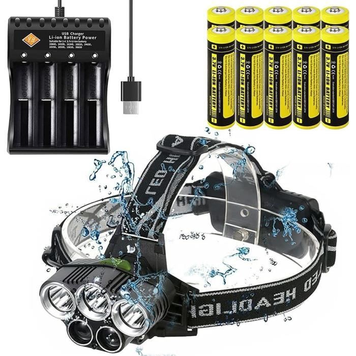 Lampe Frontale Rechargeable Kinizuxi 500FT - 5 Modes LED - Étanche - Batterie 1800mAh - Pour Camping, Course