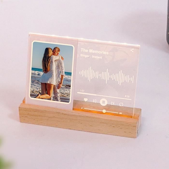 duokon cadre photo photo cadre photo de table lumineux, cadeaux personnalisés de 7,6 cm, veilleuse en forme de cœur deco cadre