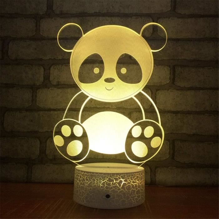 Lampe Illusion 3D Cheval LED - Veilleuse 7 Couleurs Tactile Avec USB