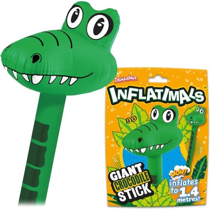 LKNBIF Crocodile Flottant Gonflable – 125 X 40 Cm, PVC Épais, Poignées, Chevauchable – Piscine, Plage, Été – 1 Adulte Ou 2 Enfants