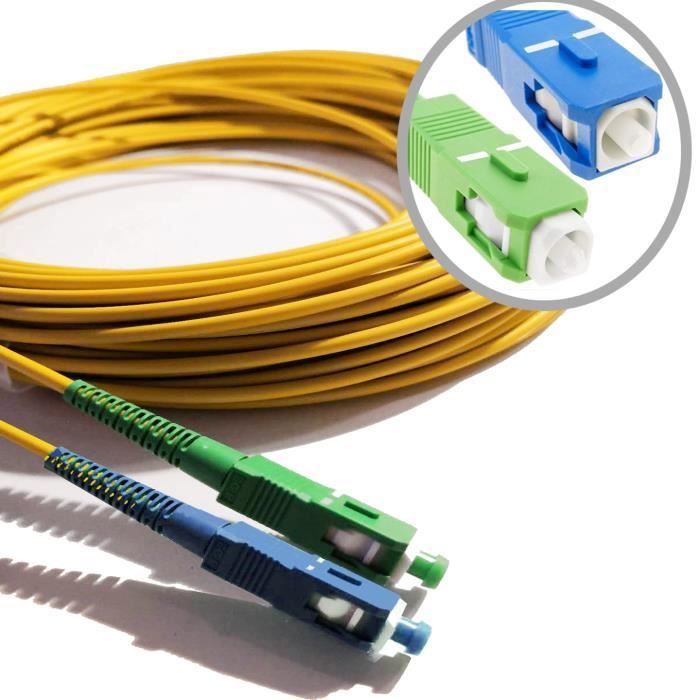 Elfcam - Câble-Rallonge Fibre Optique { Freebox } - Jarretière Simplex Monomode SC-APC à SC-UPC (1m)