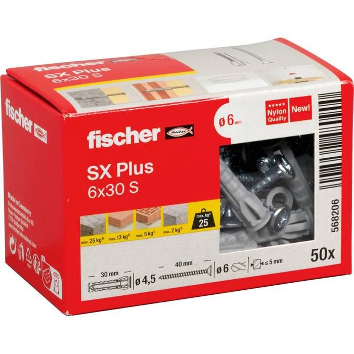 Cheville à expansion FISCHER SX Plus 30 mm Acier lot de