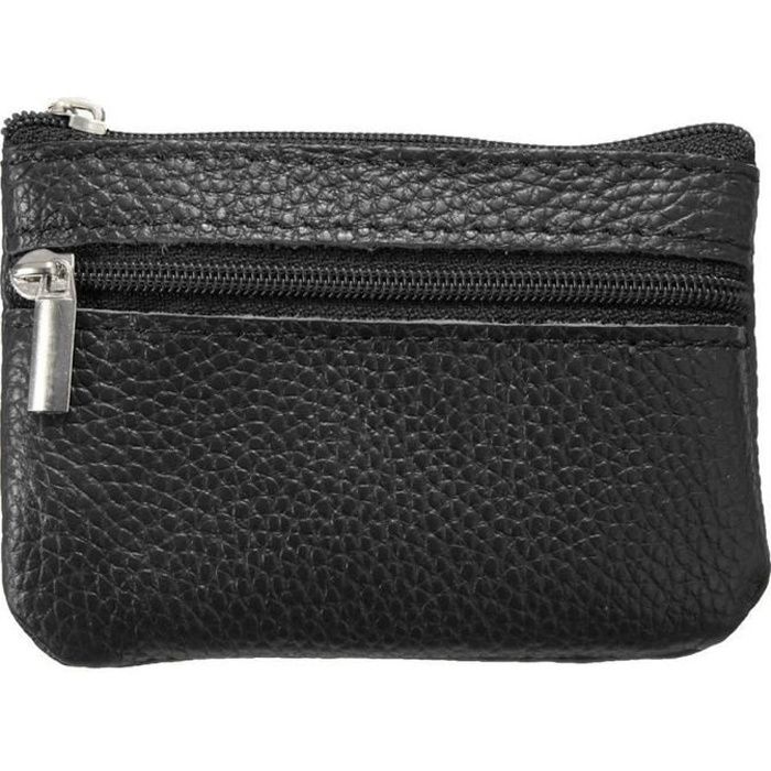 Hicollie® Noir Femme Homme Porte-monnaie Carte Crédit Clé Portefeuille Zippé