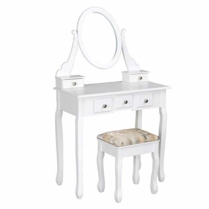 Generic et Desk Ensemble Tabouret avec Table et Bureau Noir avec Miroir Pliant et tiroirs