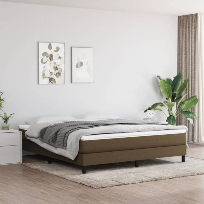 Sommier à ressorts - KEENSO - Marron foncé - 160x200 cm - Tissu 100% polyester - Pieds inclus