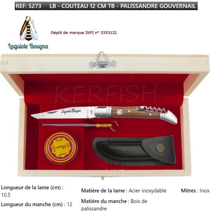 Laguiole Couteau de poche pliant chasse LAGUIOLE manche en bois incrusté de 11,5 cm & TB. 