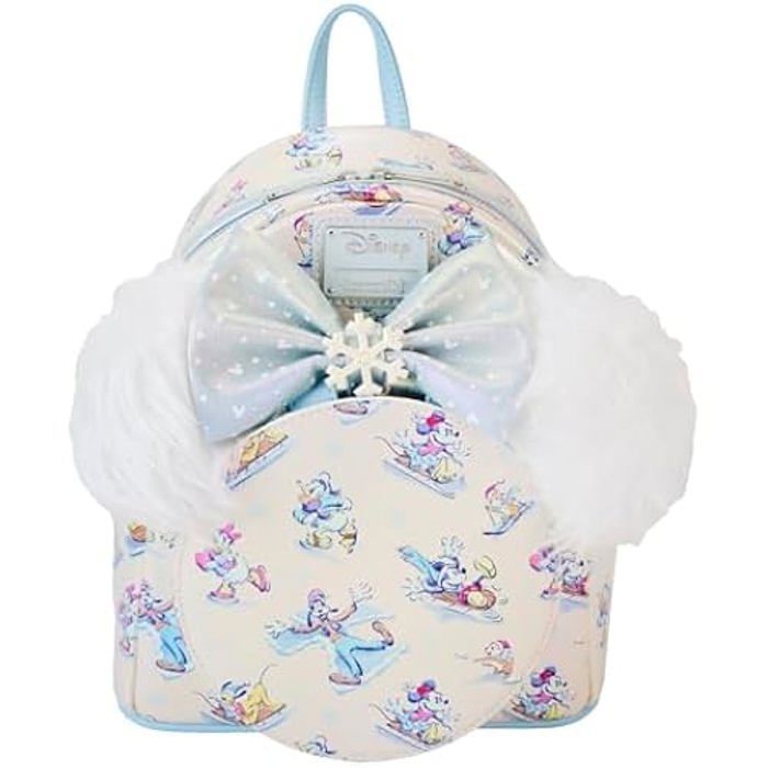 Mini sac à dos - LOUNGEFLY - Mickey et ses amis - Hiver - Détails irisés glacés - Poche pour oreilles de Minnie