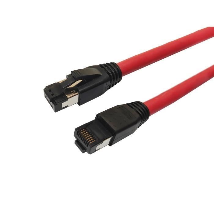 Câble réseau rouge 2m Cat8.1 S-FTP (S-STP) - MICROCONNECT MC-SFTP802R ...
