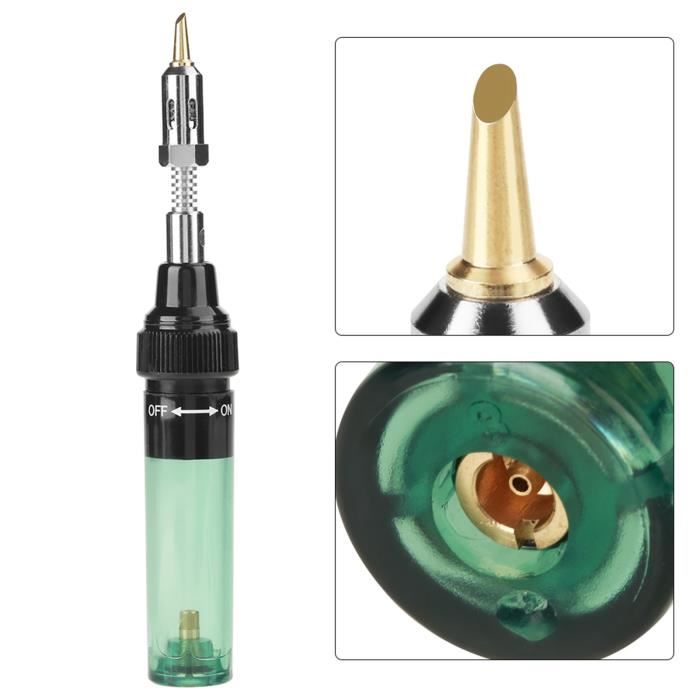Fer à Souder à Butane Portable 4 En 1 - Soudure, Coupe, Air Chaud, Flamme - 2 Embouts Inclus, Alliage Aluminium