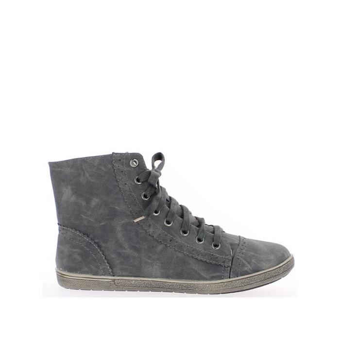 Baskets Femme Gris Fonce Montant Gris Gris Cdiscount Chaussures