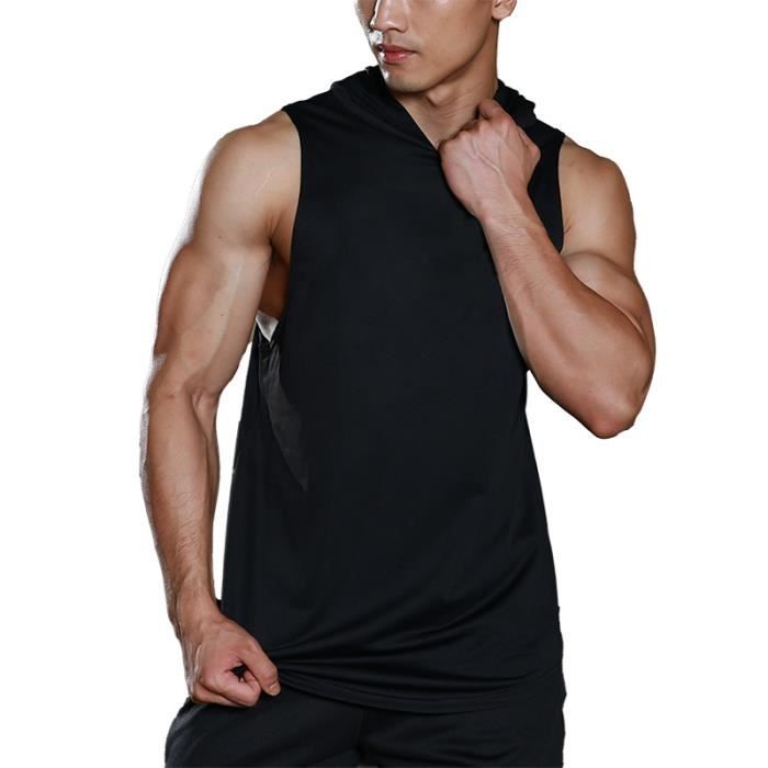 Débardeur de musculation sans manches pour homme en coton noir - Gym  entraînement Fitness gilets co0304hts10tb