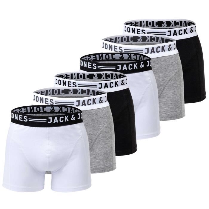 Jack Jones Calecon Homme Paquet de 6 Noir gris blanc Cdiscount Pret a Porter