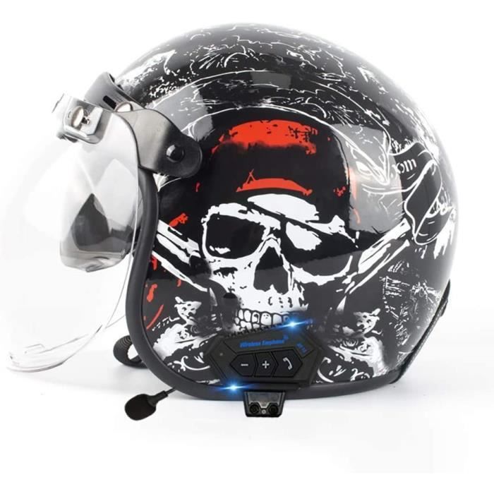 Casque Jet Moto Bluetooth ECE Homologué - Double Visière - Haut-Parleur Intégré - Pour Scooter, Moto Électrique