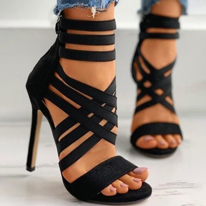 Escarpins De Danse Talons Hauts – Noir Mesh, Bouche De Poisson, Pour Salsa, Tango, Soirée