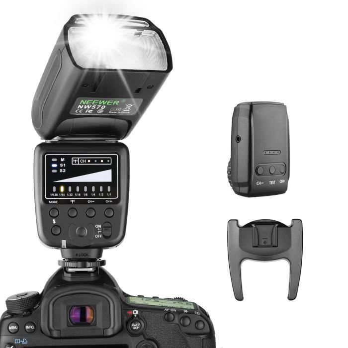 Neewer Flash Speedlite avec Système sans Fil 2,4G et 15 Canaux Transmetteur pour Canon Nikon Sony Panasonic Olympus Fujifilm Pentax