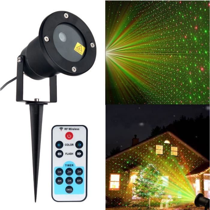 Noël rouge et verte pelouse projecteur de lumière laser dynamique avec télécommande lampe étanche jardin extérieur parc