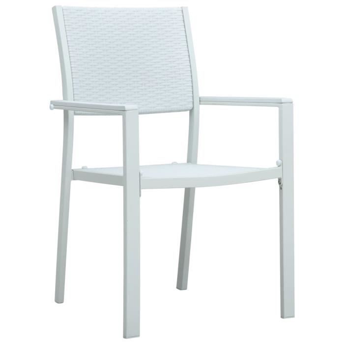 GARS Chaises de jardin 4 pcs Blanc Plastique Aspect de rotin Blanc(9566)