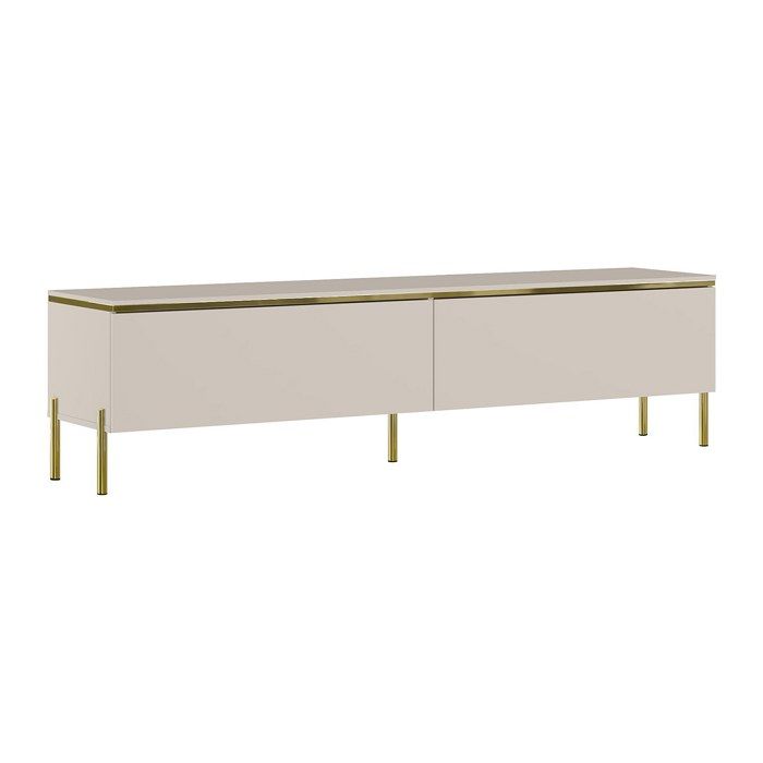 Meuble TV avec 2 portes - Beige et doré - VUKIA Meuble TV avec 2 portes - Beige et doré - VUKIA
