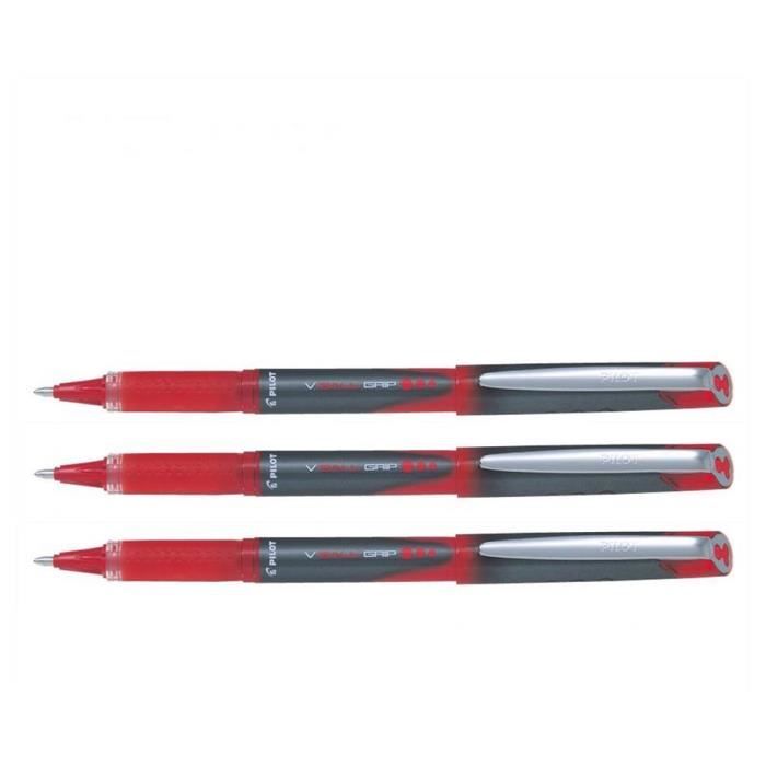 Les Stylos Rouges Stylo roller - PILOT - V-BALL GRIP - Lot de 3 - Pointe large 1 mm ...
