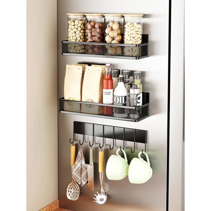 2 étagères Magnétiques Frigo Transparentes - Porte-épices Aimanté Support 5 Kg - Organisation Cuisine Sans Perçage