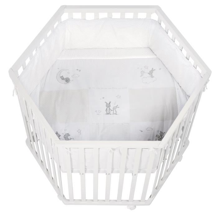 Roba Parc Bebe Fox Bunny Hexagonal Avec Tour De Parc De Protection Et Roulettes Bois Blanc Cdiscount Puericulture Eveil Bebe