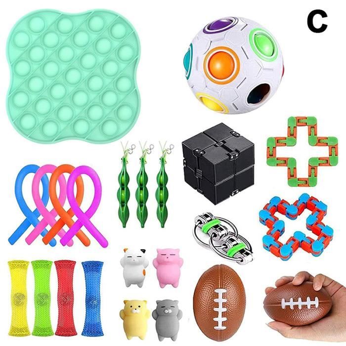 22pcs Sensory Fidget Toys Set,Balle Anti Stress et Autisme,Cube Jouet /à soulagement du Stress Cadeau pour Enfants et Adultes