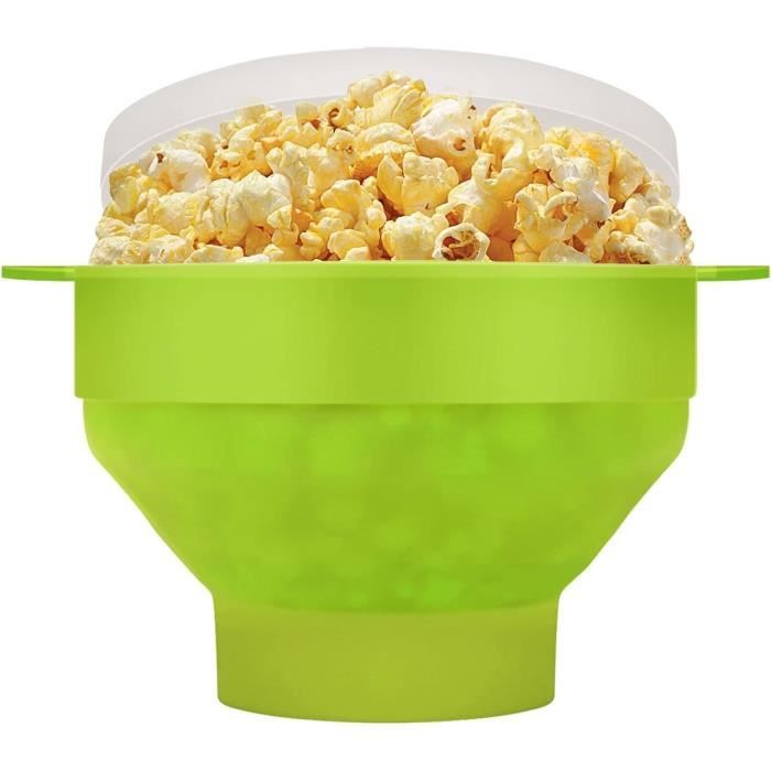 Machine à popcorn en silicone pour micro-ondes avec couvercle et poignées - Bol pliable de grande taille - Passe au lave-vaisselle - Rouge - Résistance aux hautes températures - Pour la maison Machine à popcorn en silicone pour micro-ondes avec couvercle et poignées - Bol pliable de grande taille - Passe au lave-vaisselle - Rouge - Résistance aux hautes températures - Pour la maison