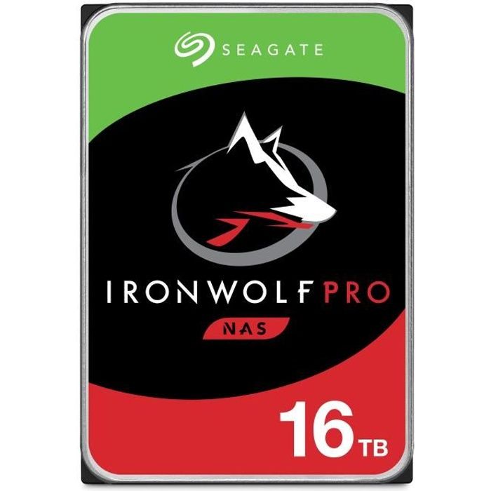 SEAGATE – Disque dur Interne – NAS IronWolf Pro – 16To – 7 200 tr/min – 3.5