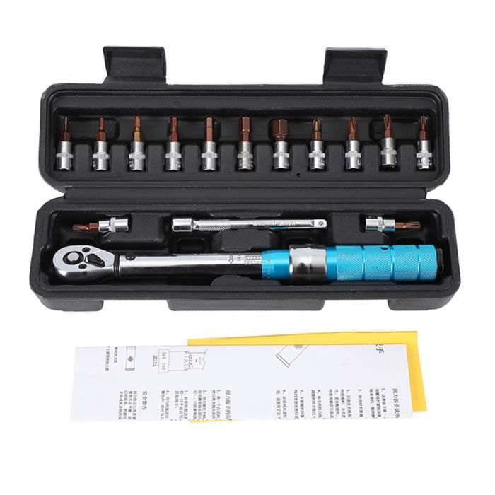 Clé Dynamométrique 1/4 2-24Nm - Kit 33 Pièces Pour Vélo/moto - Tête Cliquet 72 Dents