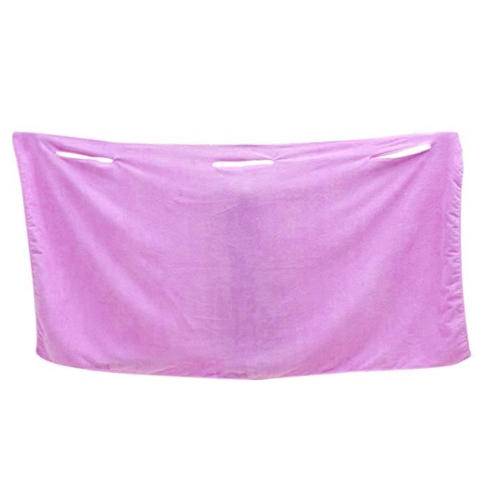 Serviette De Bain Microfibre Super Absorbante - Peignoir Tube Avec Bonnet - Blanc - Pour Femme
