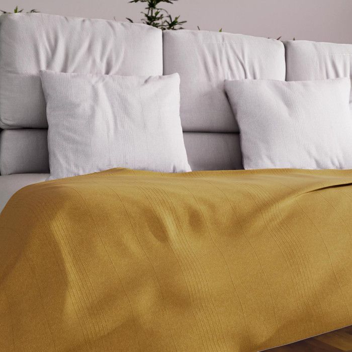 Jeté de lit ou canapé 180x220 cm ADELE moutarde par Soleil docre Jeté de lit ou canapé 180x220 cm ADELE moutarde par Soleil docre